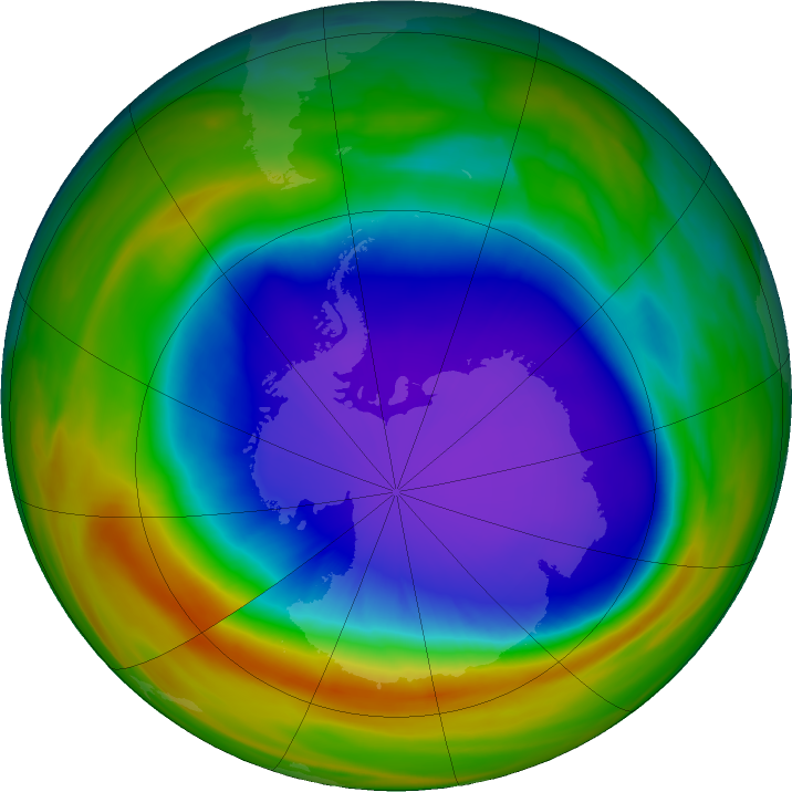 Antarctic ozone map for 07 October 2018